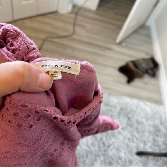 Tea n Rose Mauve Eyelet Cutout Tiered Dress Small - Picture 6 of 6